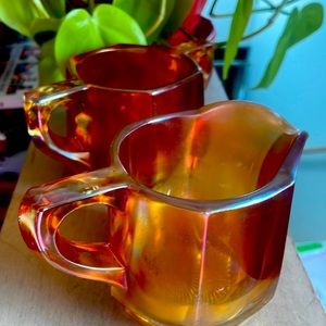 Iridescent glass-vintage sugar & creamer set